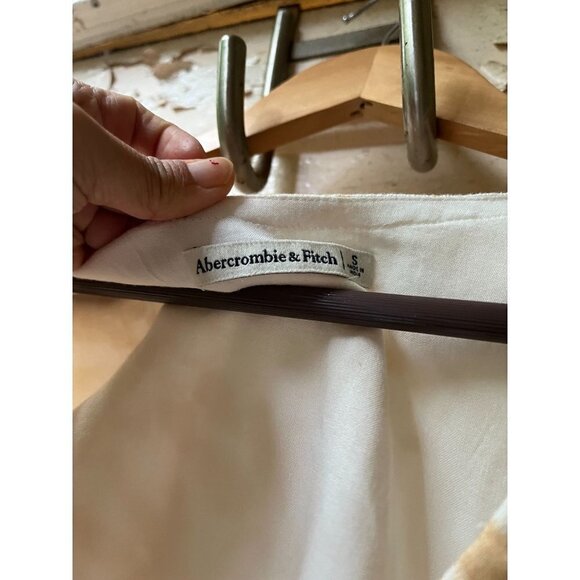 Abercrombie & Fitch peach white Long Sleeve tropical palm tree cropped top S - Picture 3 of 8